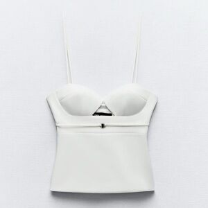 Zara White Fitted Bustier Camisole